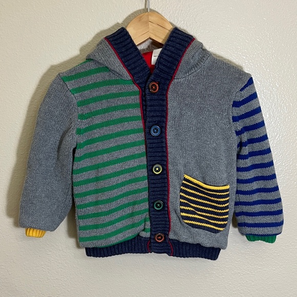 Hanna Andersson Other - Hanna Andersson Striped Multicolor Knit Button Hoodie Sweater